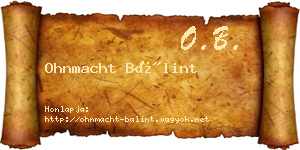 Ohnmacht Bálint névjegykártya